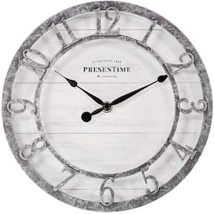 10 in Galvanized Finish Farmhouse Series Wall Clock