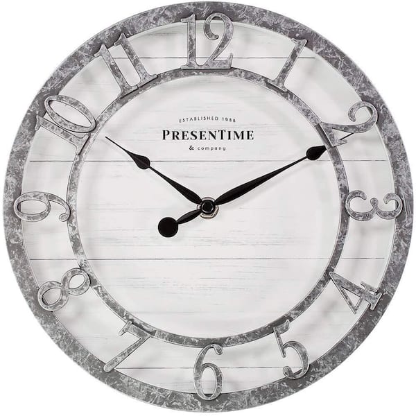 10 in Galvanized Finish Farmhouse Series Wall Clock