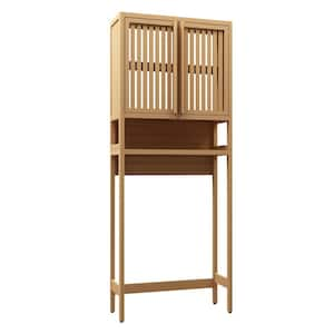 Over-the-Toilet-Storage 25 in. W x 65 in. H x 10 in. D Bamboo Rectangular Shelf in Neutral Bathroom Toilet Storage Rack