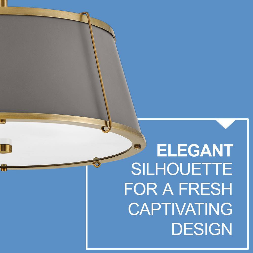 Elegant Transitional 2-Light Drum Semi-Flush Mount in Lacquered Dark Brass