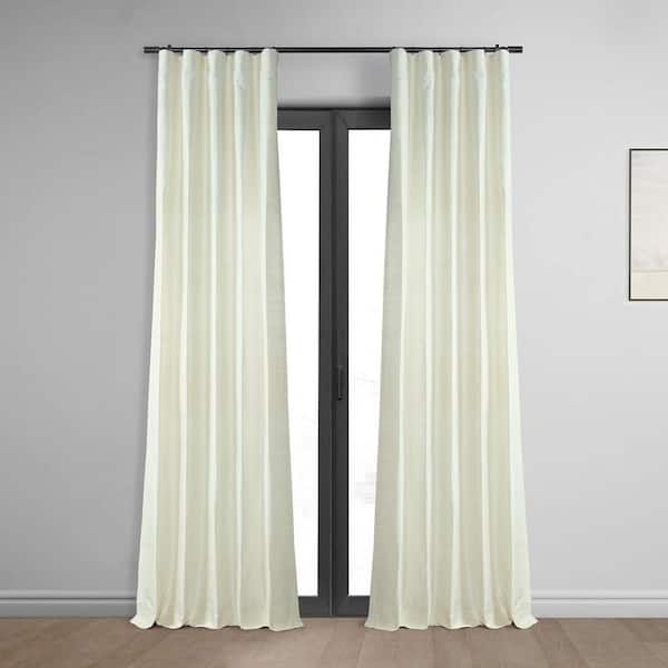 Exclusive Fabrics & Furnishings Pearl Textured Silk Rod Pocket Room Darkening Curtain - 50 in. W x 96 in. L (1 Panel)