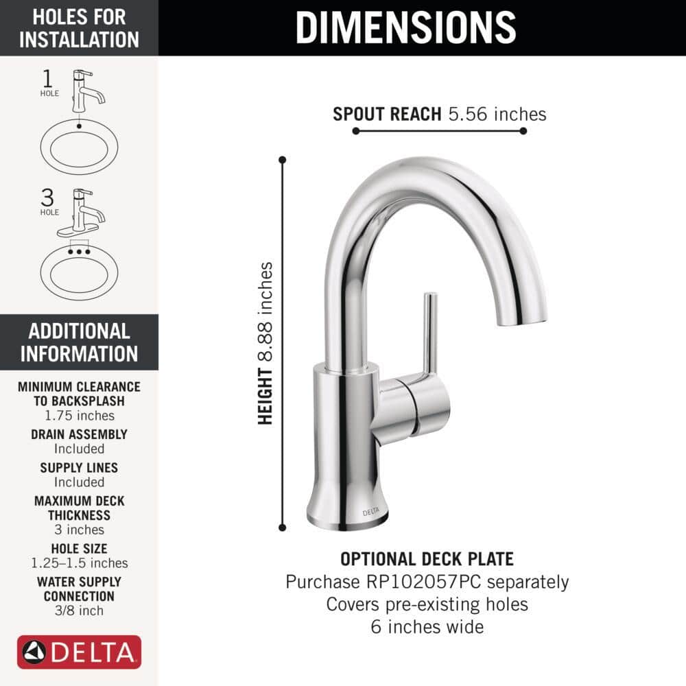 Chrome Single Handle High-Arc Bathroom Faucet