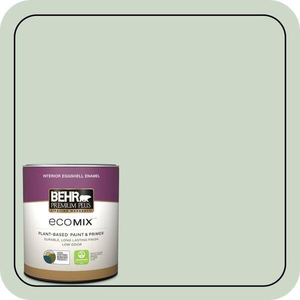 BEHR PREMIUM PLUS 1 qt. #450E-2 April Mist Eggshell Enamel EcoMix Plant ...