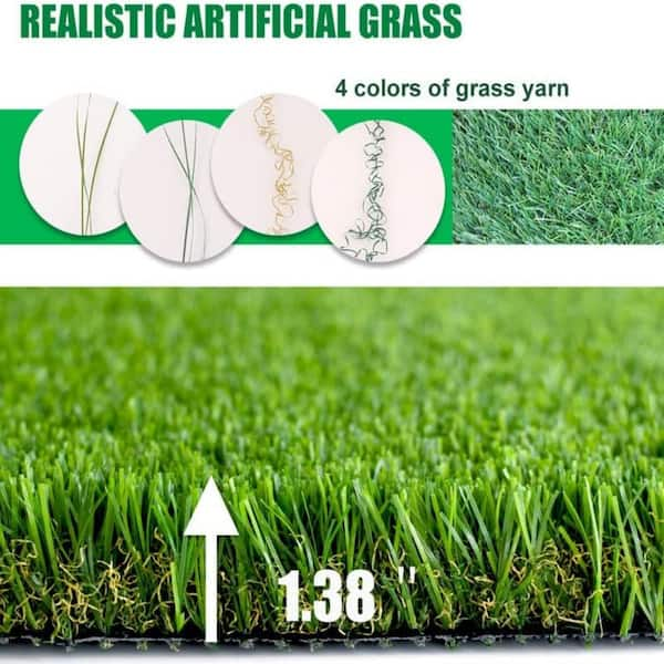 Premium Deluxe 8 ft. x 12 ft. 4-Tone Green Artificial Grass Turf