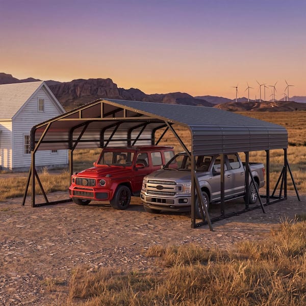 BIGLADE Heavy-Duty 20 ft. x 20 ft. Galvanized Steel Carport with
