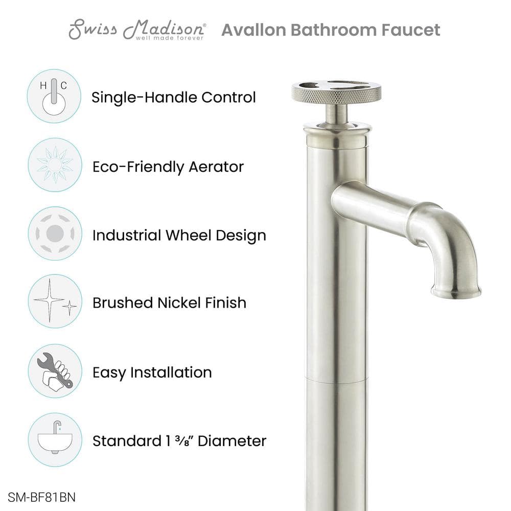 Brushed Nickel High Arc Single Handle Bathroom Faucet