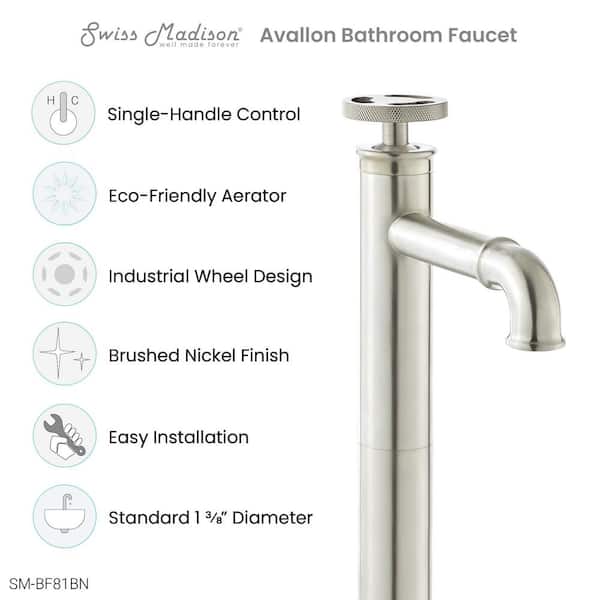 Avallon Single-Handle High-Arc Single-Hole Bathroom Faucet in Brushed Nickel