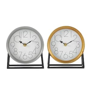 Multi Colored Metal Metallic Clock with Black Modern Bases (Set of 2)