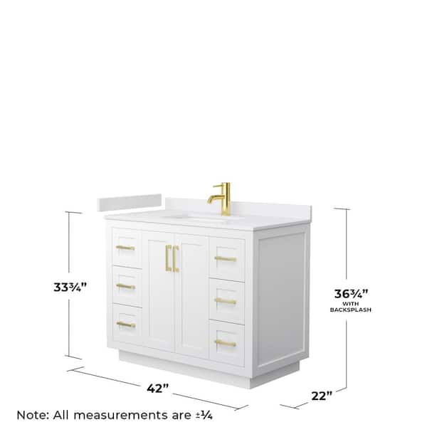 Miranda 42 in. W x 22 in. D x 33.75 in. H Single Sink Bath Vanity in White with White Cultured Marble Top