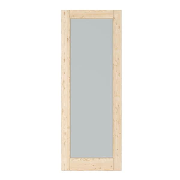 ARK DESIGN 30 in. x 80 in. Unfinished Solid Core Pine Wood 1-Lite Tempered Frosted Glass Interior Door Slab