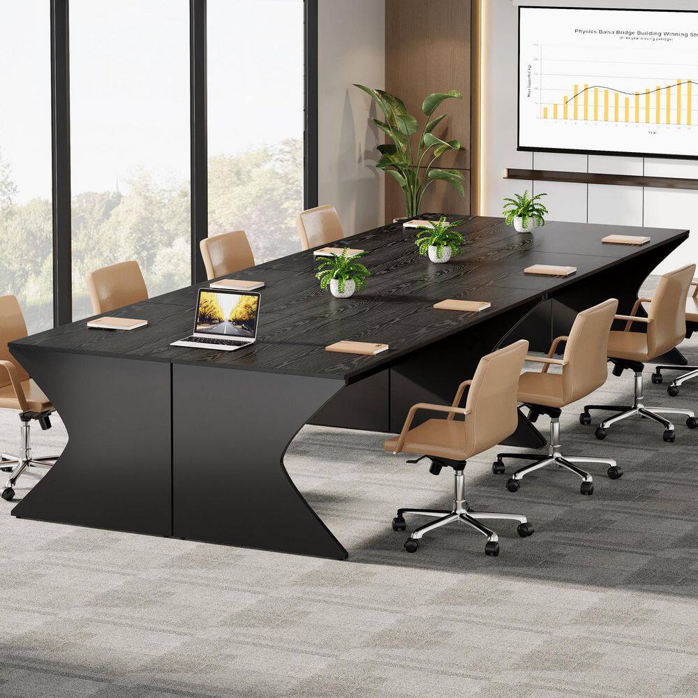 Capen 78.7 in. Rectangular Black Engineered Wood Two-Person Computer Desk Conference Table