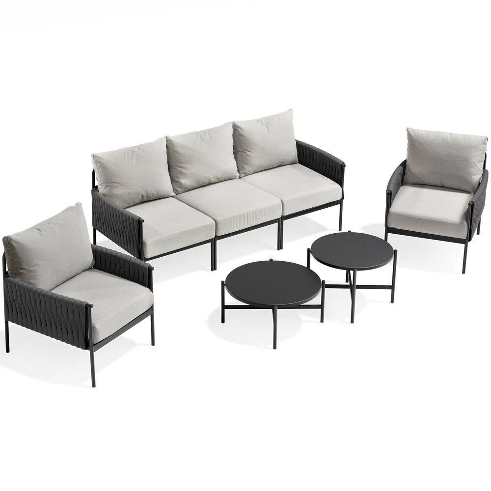 7-Piece Woven Rope Outdoor Iron Frame Patio Conversation Set price history on PriceWatchPro