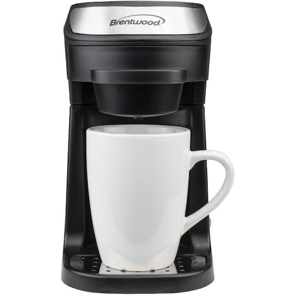Brentwood Coffee Maker with Travel Mug, K-Cup Single Serve, Black