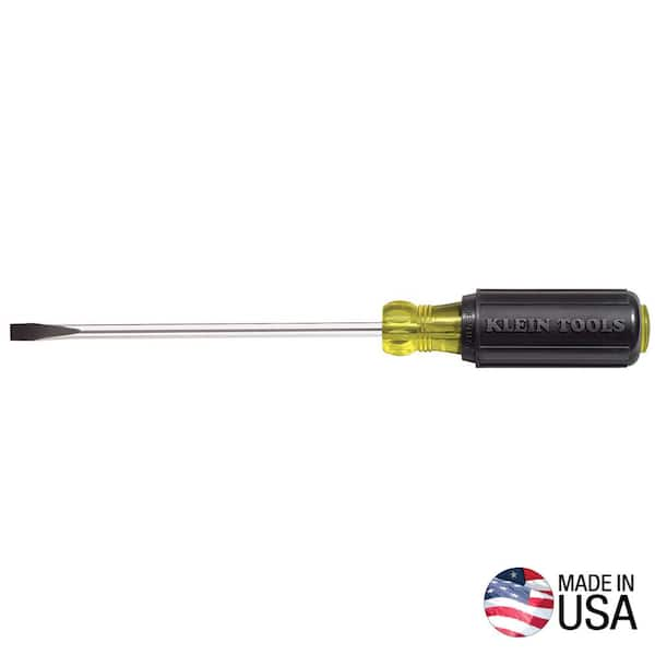 Klein Tools 1/4 in. Cabinet-Tip Flat Head Screwdriver with 10 in. Heavy-Duty Round Shank