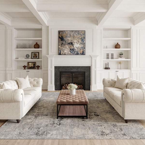 Rustic Textures Grey/Beige 9 ft. x 13 ft. Abstract Contemporary Area Rug