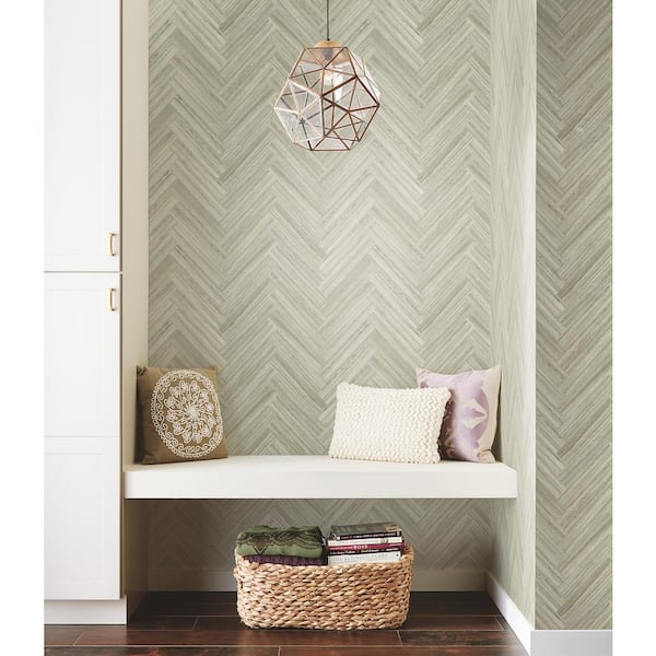 Hermosa Herringbone Brown Peel and Stick Wallpaper Roll