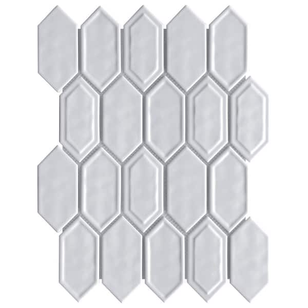 MOLOVO Classic Blue 13.31 in. x 10.24 Honeycomb Glossy Glass Mosaic Tile Sample