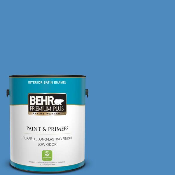 BEHR PREMIUM PLUS 1 gal. #P520-5 Boat House Satin Enamel Low Odor Interior Paint & Primer