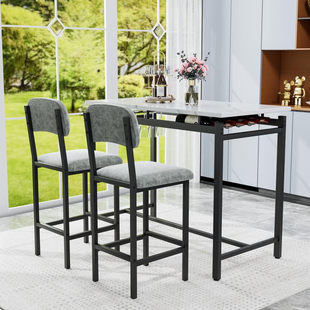 Clihome 3 Piece MDF Top Bar Dining Table Set Seats 2