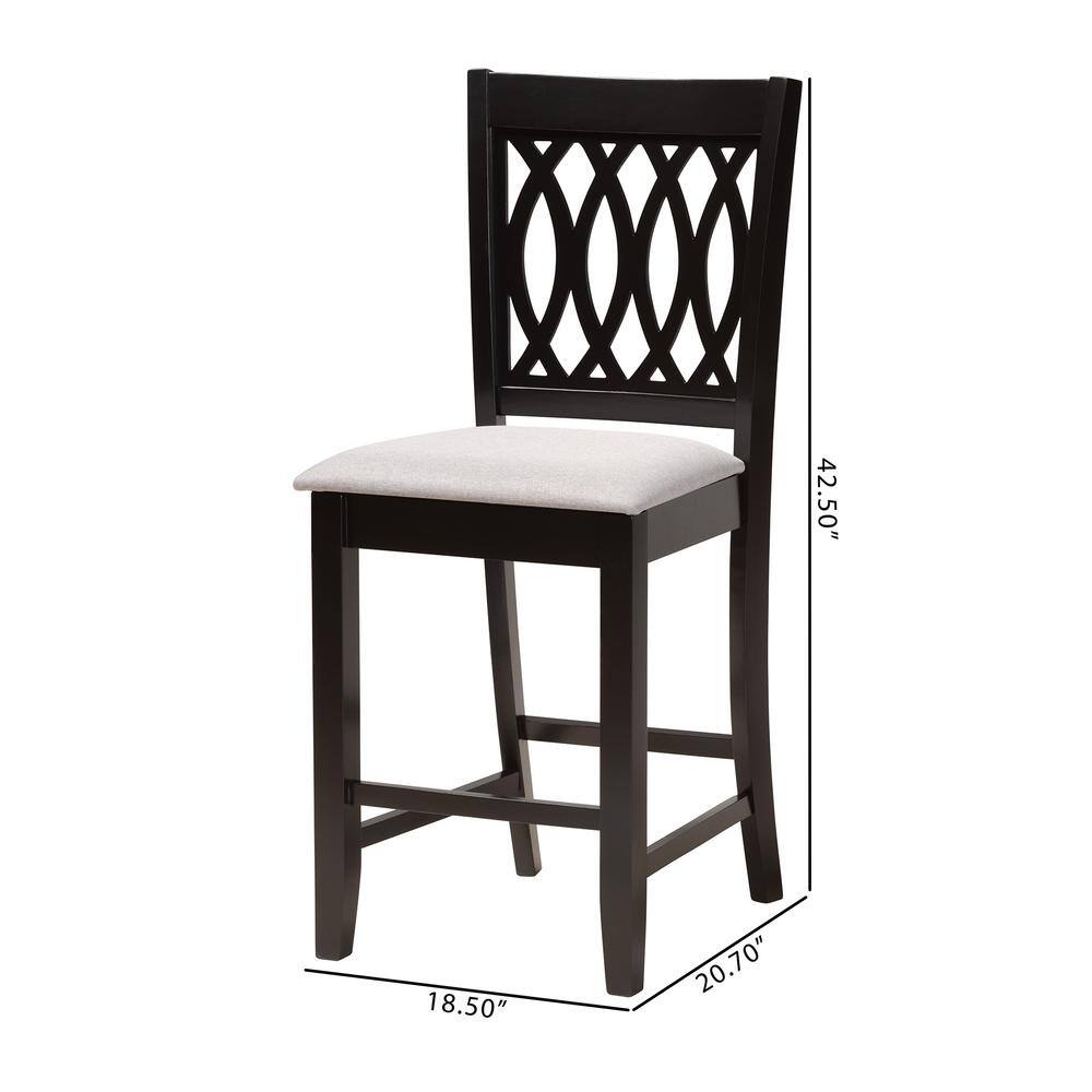 ErgoComfort Gray Fabric and Wood Mid-Back Counter Stool