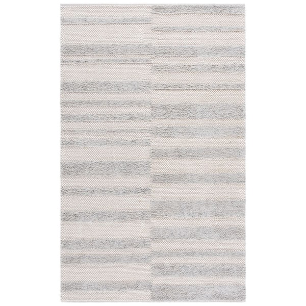 Natura 5 ft. x 8 ft. Light Gray/Ivory Striped Solid Area Rug
