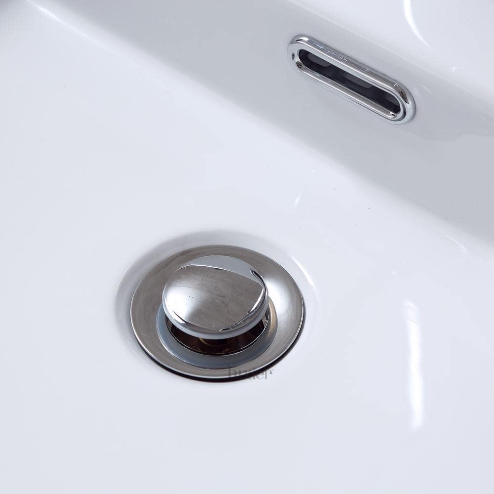 Chrome Bathroom Sink Push Pop-Up Drain Stopper with Overflow