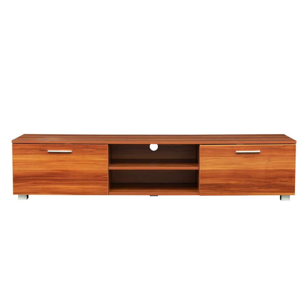 Walnut 62.99 in. TV stands Fits TVs up to 70 in. 2-Storage Cabinets with O