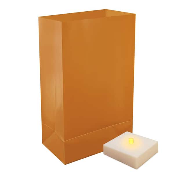 LumaLite Battery Operated Luminaria Kit with Timer- Tan (6 Count)