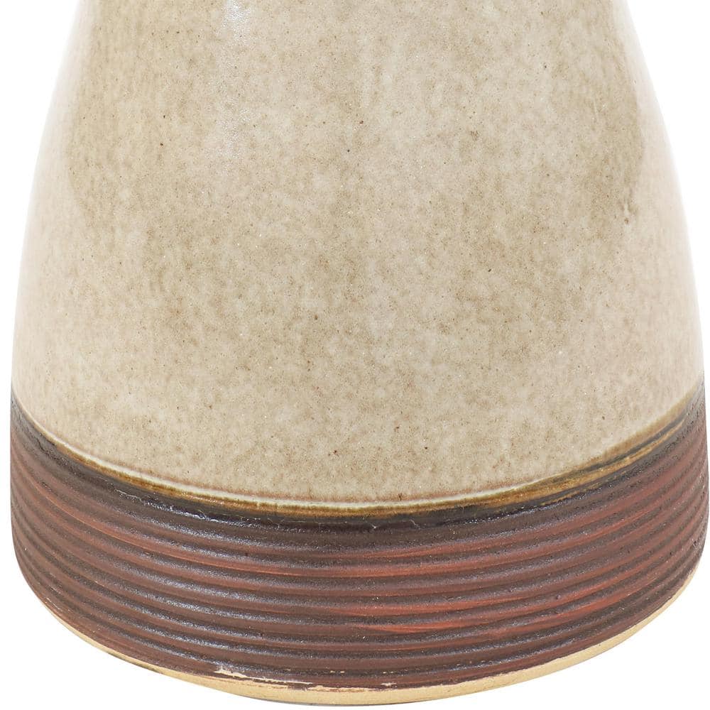 Yam Ceramic Duo-Tone Outdoor Bird Bath with Ribbed Pedestal