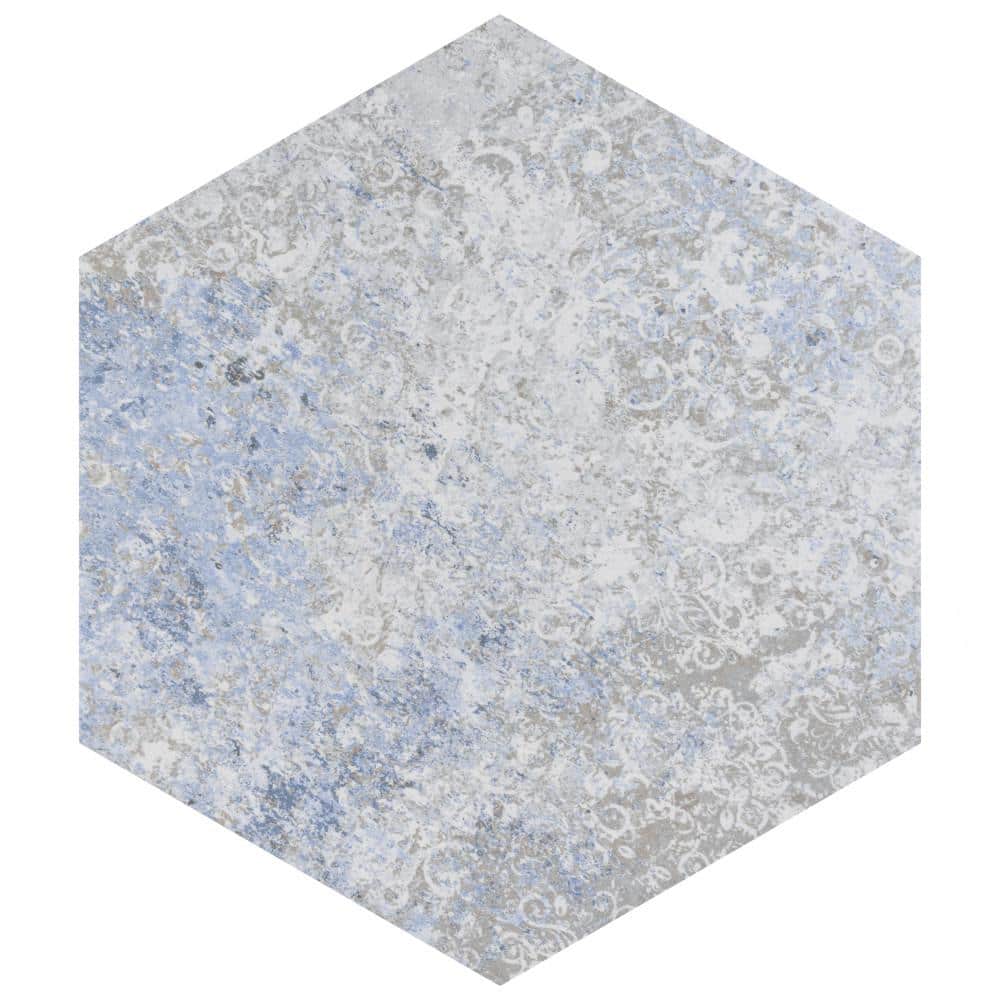 Merola Tile Emotion Hex Grey 9-7/8 in. x 11-1/4 in