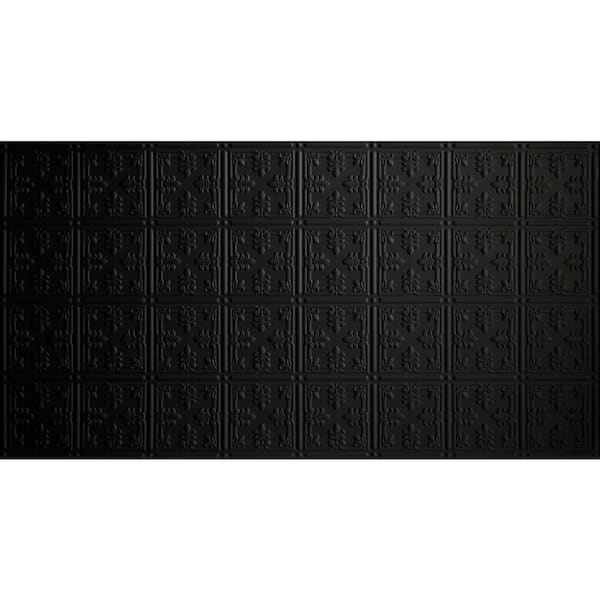 Dimensions 2 ft. x 4 ft. Glue Up Tin Ceiling Tile in Matte Black