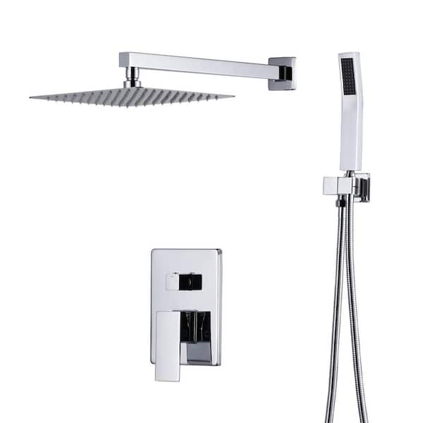 ARCORA 2-Spray Patterns with 1.8 GPM 10 in. Wall Mount Rain Fixed Shower Head in Polished Chrome