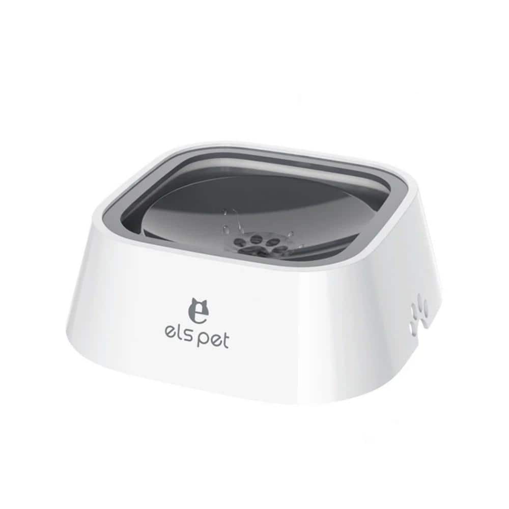 ELS Pet White and Gray Floating Disk Dog and Cat Bowl, 1L