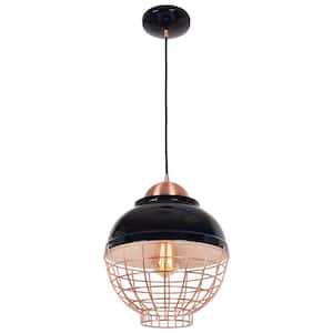 Dive 5-Watt 1-Light Shiny Black, Copper Globe Pendant Light