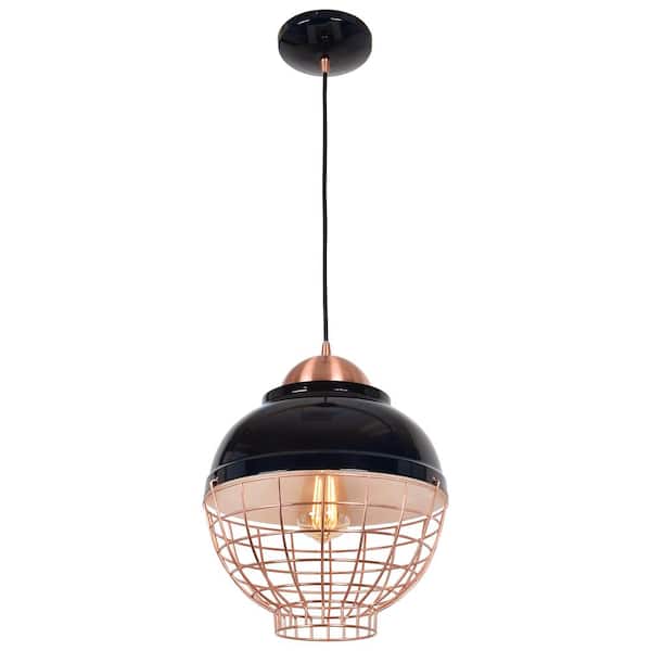 Access Lighting Dive 5-Watt 1-Light Shiny Black, Copper Globe Pendant Light