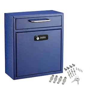 Medium Drop Box Wall Mounted Locking Mailbox with Key and Combination lock, Blue