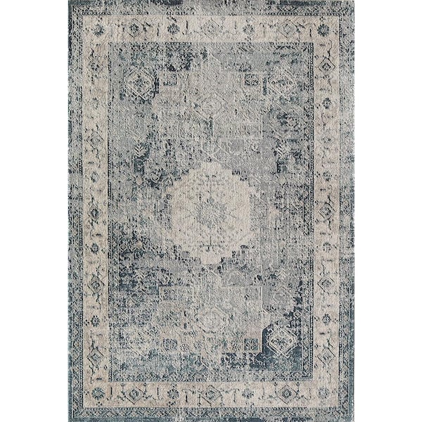 Rugs America Cora French Toile Blue Transitional Vintage 8 ft. x 10 ft. Area Rug