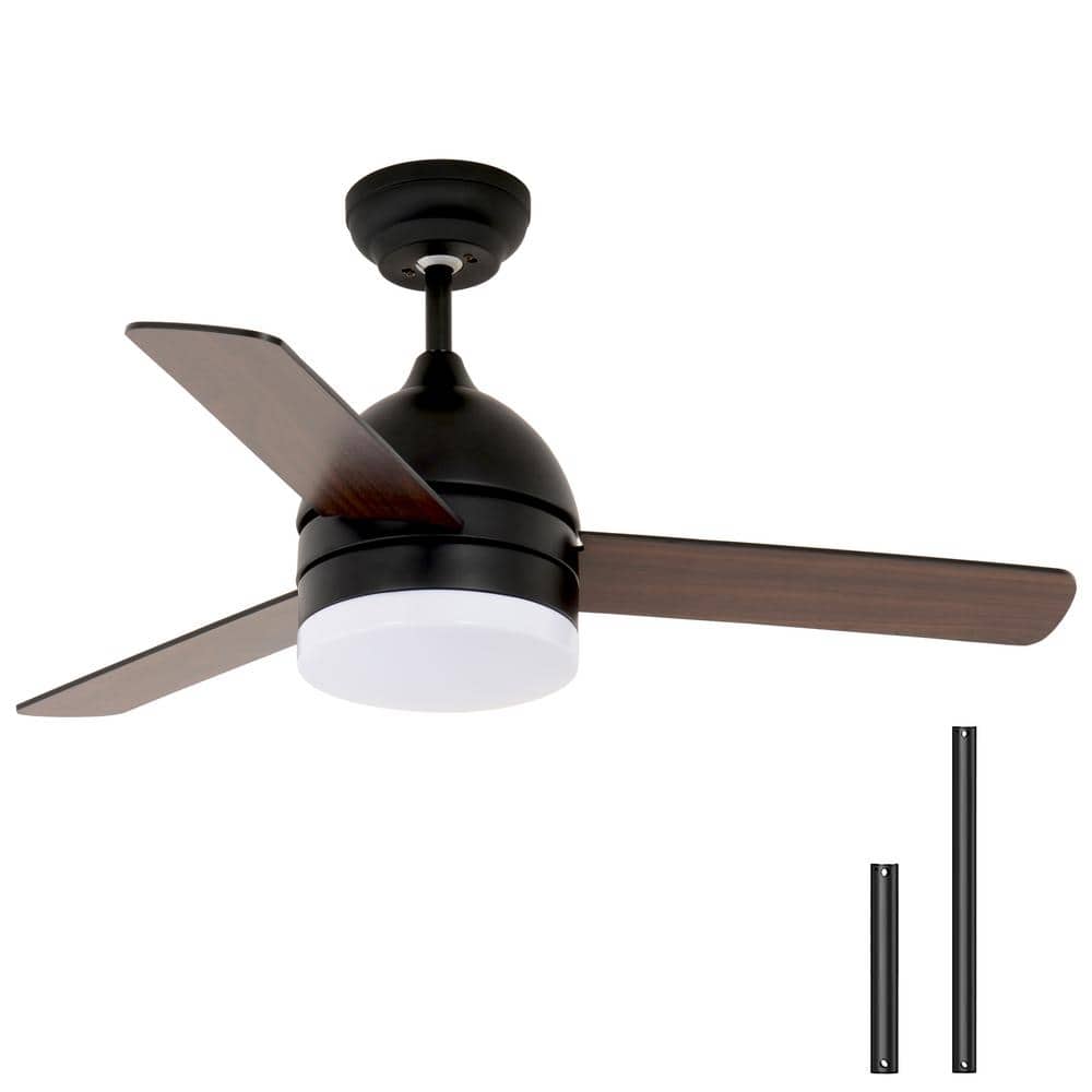 48 in. LED Indoor Matt Black Smart Ceiling Fan with Light App and Remote Co
