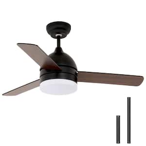 48 in. LED Indoor Matt Black Smart Ceiling Fan with Light App and Remote Control and 6 Wind Speeds