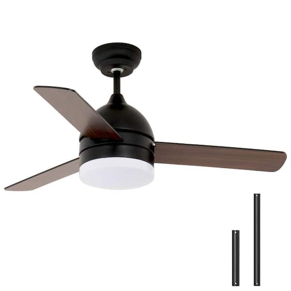FIRHOT 48 in. LED Indoor Matt Black Smart Ceiling Fan with Light App and Remote Control and 6 Wind Speeds