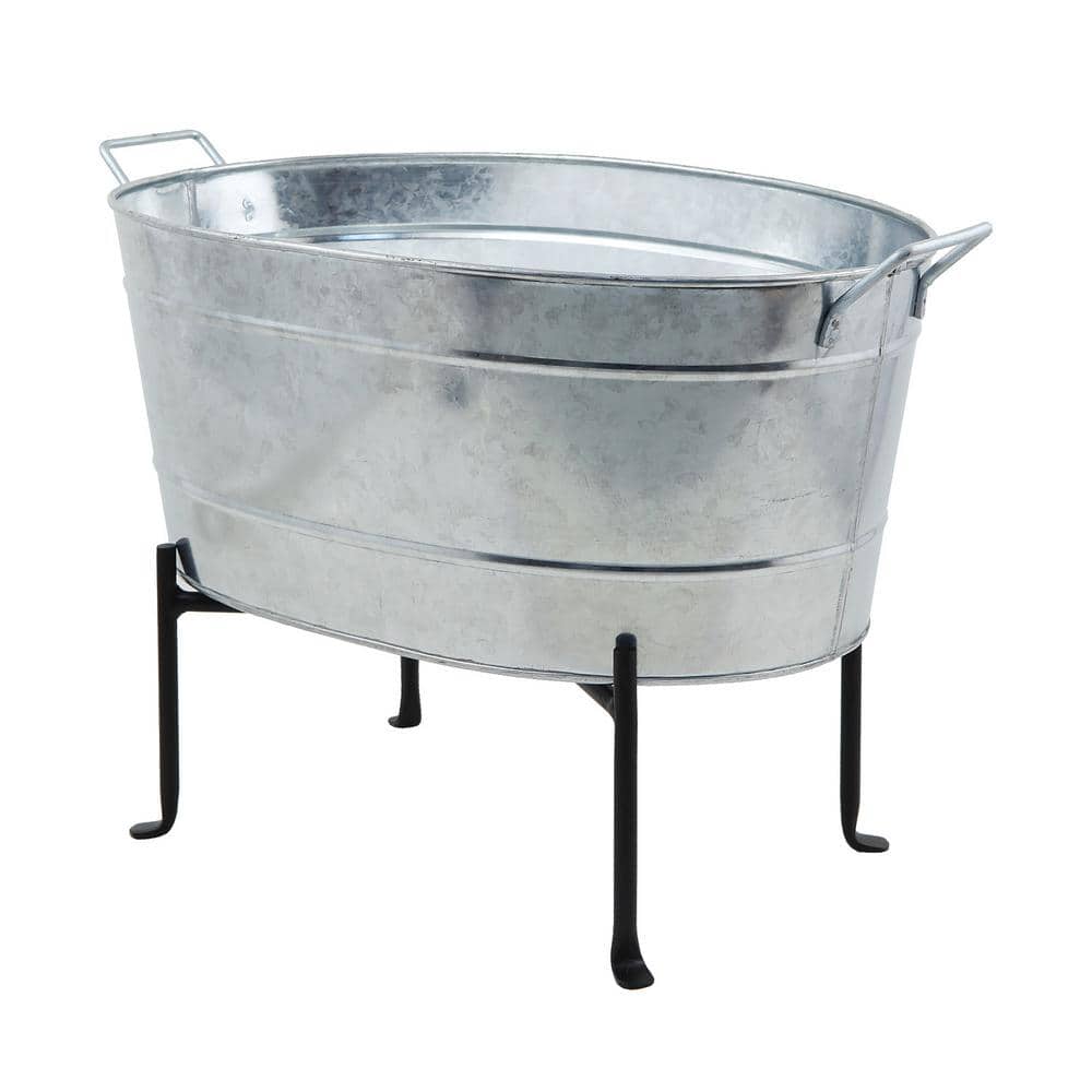 24" Galvanized Steel Oval Tub with Folding Stand