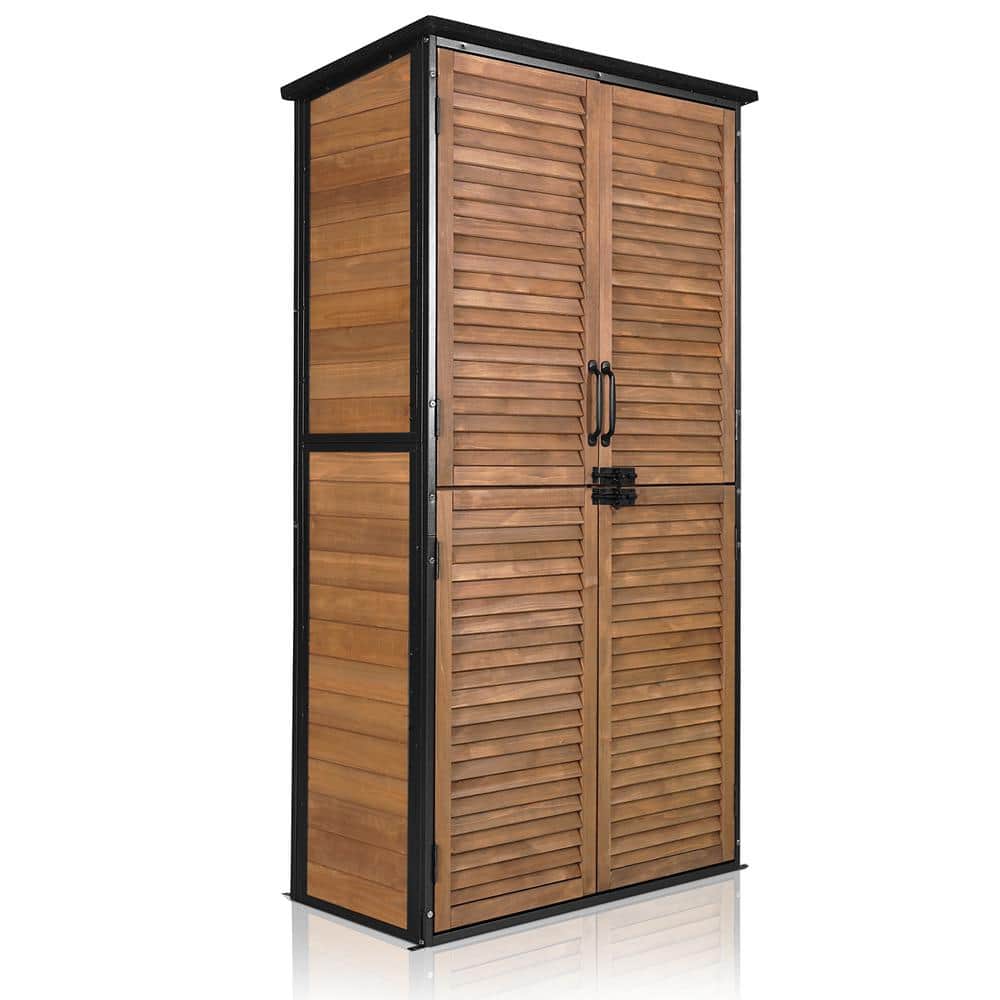 Outdoor Storage Cabinet 34.3 in. W x 18.3 in. D x 63.1 in. H Brown Fir Wood