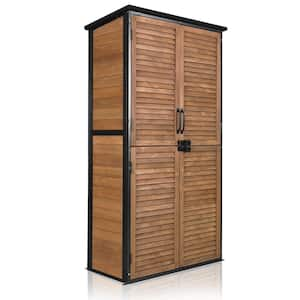 Outdoor Storage Cabinet 34.3 in. W x 18.3 in. D x 63.1 in. H Brown Fir Wood Outdoor Storage Cabinet