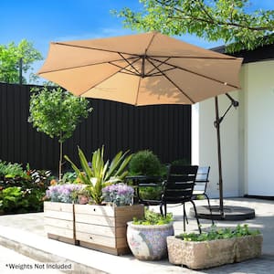 10 ft. Aluminum Cantilever Outdoor Patio Umbrella with Easy Crank Lift in Beige