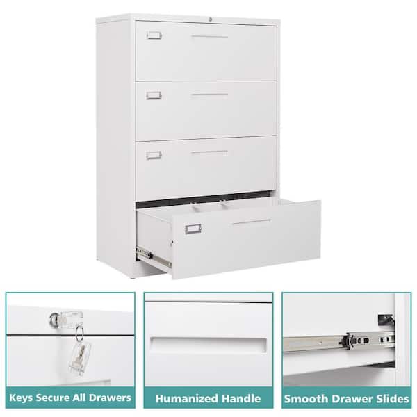 Jakaia 4-Drawer Lateral Filing Cabinet Latitude Run Color: White