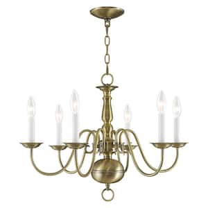 Williamsburgh 6 Light Antique Brass Chandelier