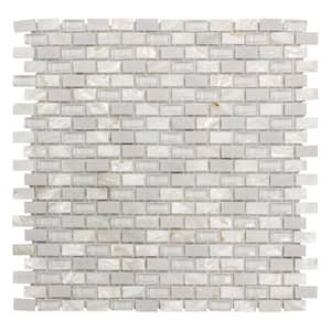 Lightning White 11.75 in. x 11.75 in. Interlocking Mixed Glass, Shell and Marble Mosaic Tile (0.958 sq. ft./Each)