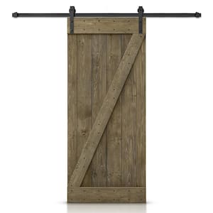 Z Series 20 in. x 84 in. Aged Barrel Stained DIY Knotty Pine Wood Interior Sliding Barn Door with Hardware Kit