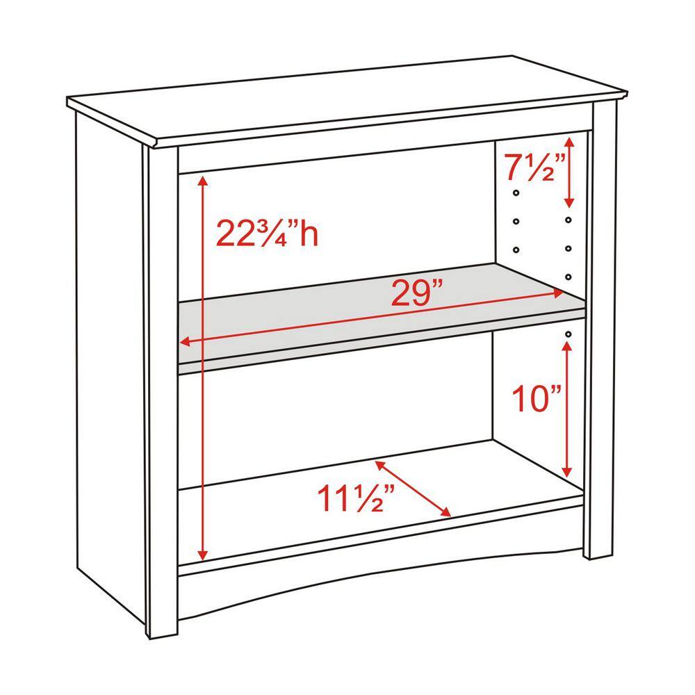 Modern White Laminate 2-Shelf Adjustable Bookcase