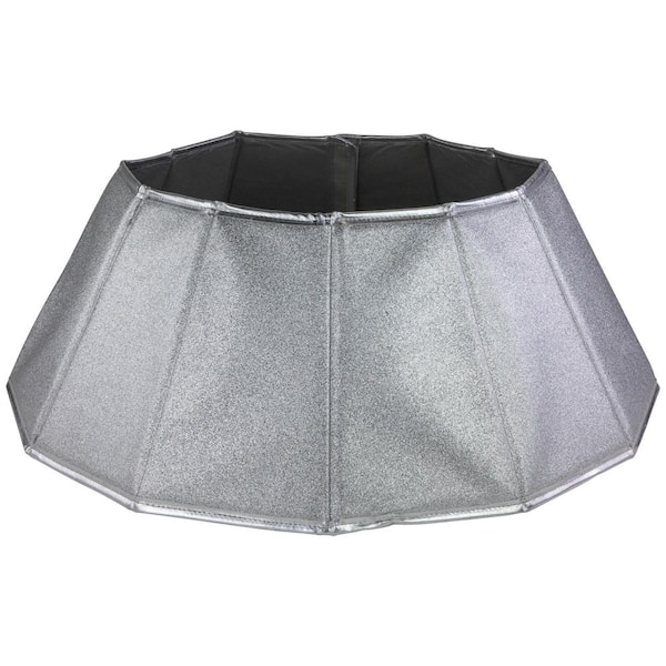 27 in. Shiny Silver Fabric Hexagonal Christmas Tree Collar